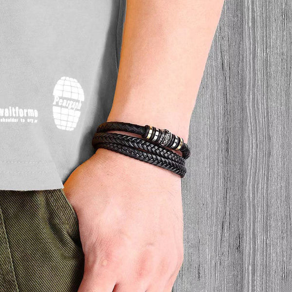 To My Son Never Forget How Much I Love You Braided Leather Bracelet