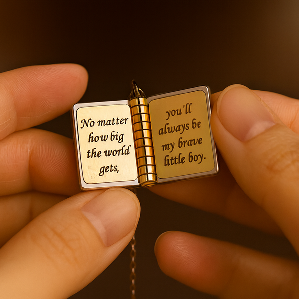 Custom Book Necklace – Personalized Mini Book Pendant Gift for Daughter, Son, Granddaughter, Grandson | HNS Studio