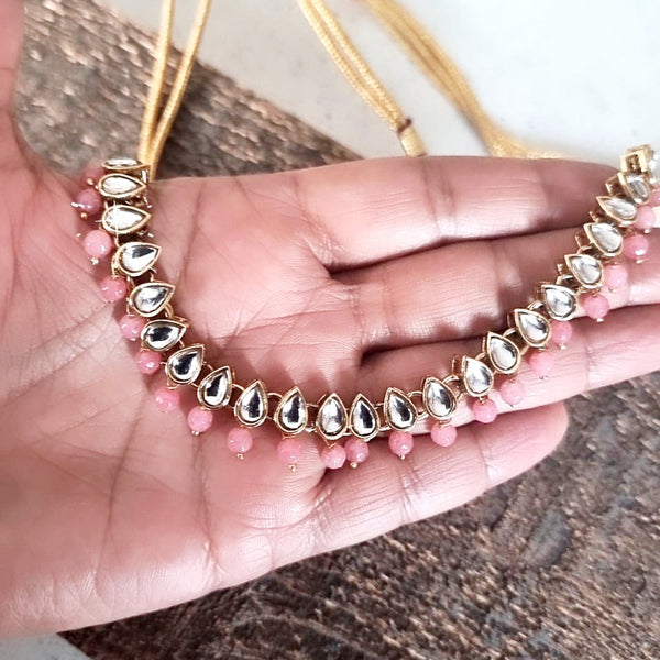 Ethnnic Choker With Champagne and Dark Pink Stones