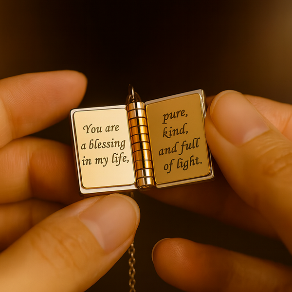 Custom Book Necklace – Personalized Mini Book Pendant Gift for Daughter, Son, Granddaughter, Grandson | HNS Studio