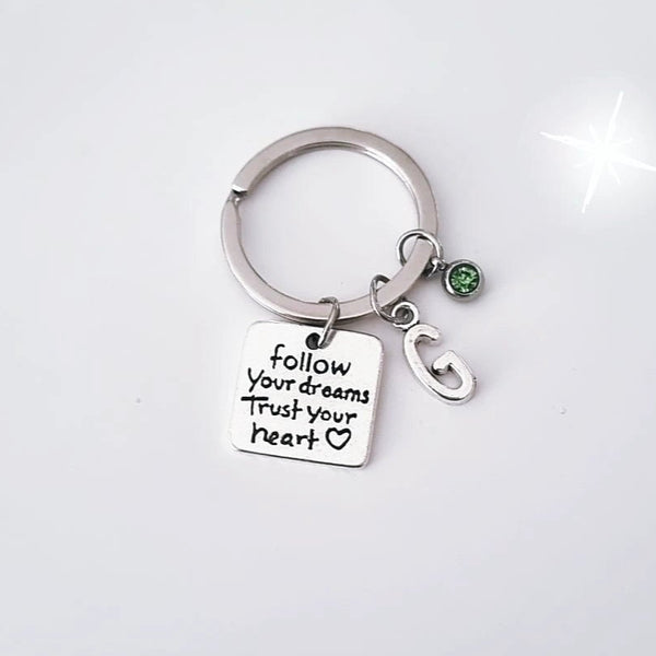 Personalized Follow Your Dreams Keychain – Inspirational Gift for Graduation & Life Milestones