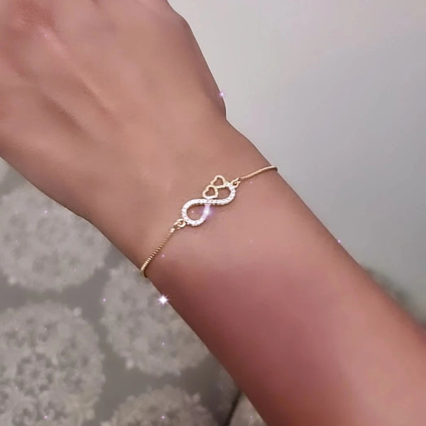 Gold Hearts and Infinity Symbol Bracelet