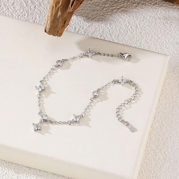 Zircon Flower Anklet for Women – Dainty Floral Ankle Bracelet