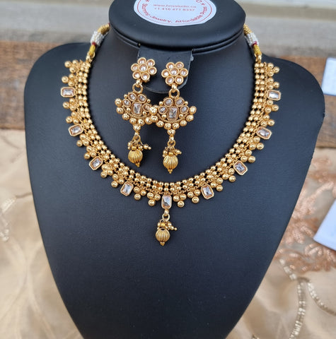 Exquisite Ethnic Choker Set with Matching Earrings