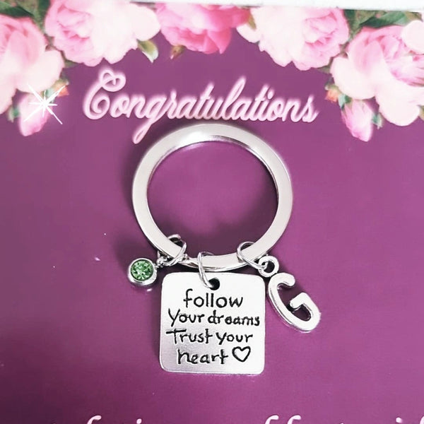 Personalized Follow Your Dreams Keychain – Inspirational Gift for Graduation & Life Milestones