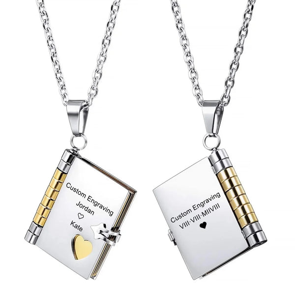 Custom Book Necklace – Personalized Mini Book Pendant