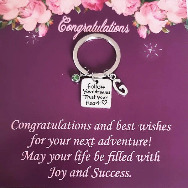 Personalized Follow Your Dreams Keychain – Inspirational Gift for Graduation & Life Milestones