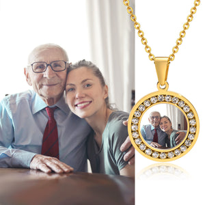 Personalized Photo Necklace with Engraved Message – Custom Picture Pendant