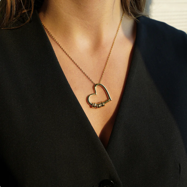 Personalized Family Name Heart Necklace – Kids Names Engraved | Gift for Wife from Husband