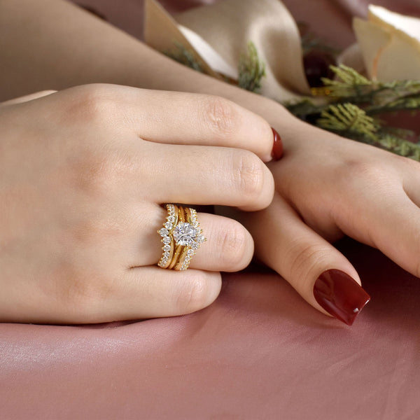 Women's Wedding Ring Set – 1.8 Carat Simulated Diamond, 14K Gold Plated