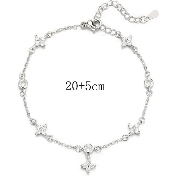Zircon Flower Anklet for Women – Dainty Floral Ankle Bracelet