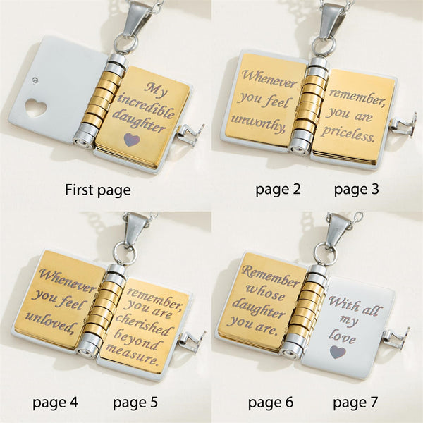 Custom Book Necklace – Personalized Mini Book Pendant Gift for Daughter, Son, Granddaughter, Grandson | HNS Studio