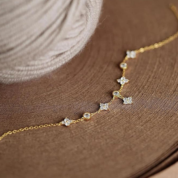Zircon Flower Anklet for Women – Dainty Floral Ankle Bracelet