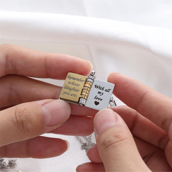 Custom Book Necklace – Personalized Mini Book Pendant Gift for Daughter, Son, Granddaughter, Grandson | HNS Studio