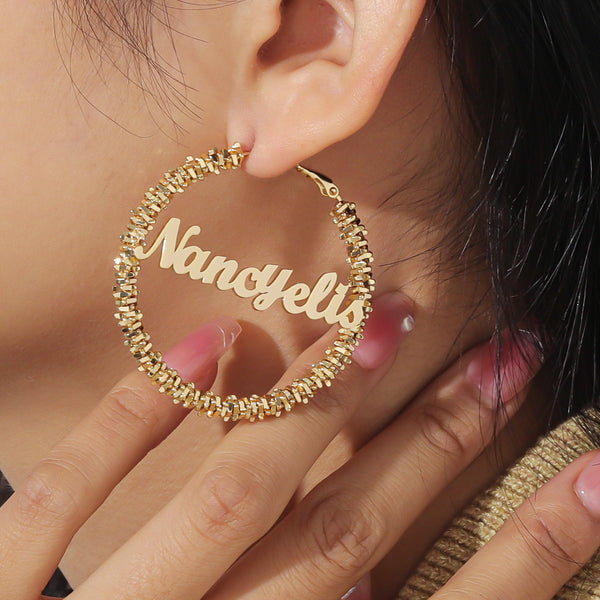 Custom Hoop Name Earrings