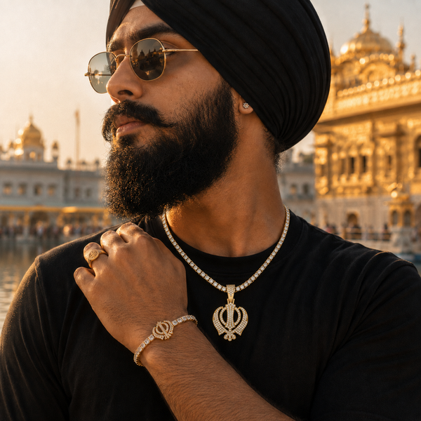 Ek Onkar Zircon Tennis Necklace & Bracelet Set | HNS Studio