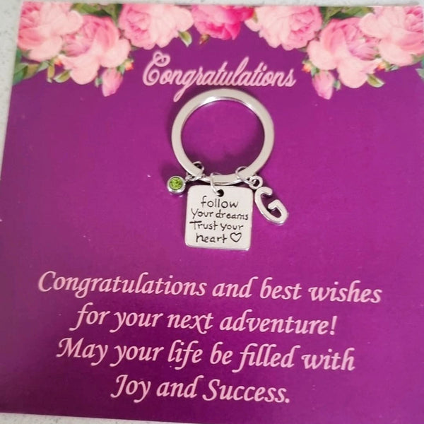 Personalized Follow Your Dreams Keychain – Inspirational Gift for Graduation & Life Milestones