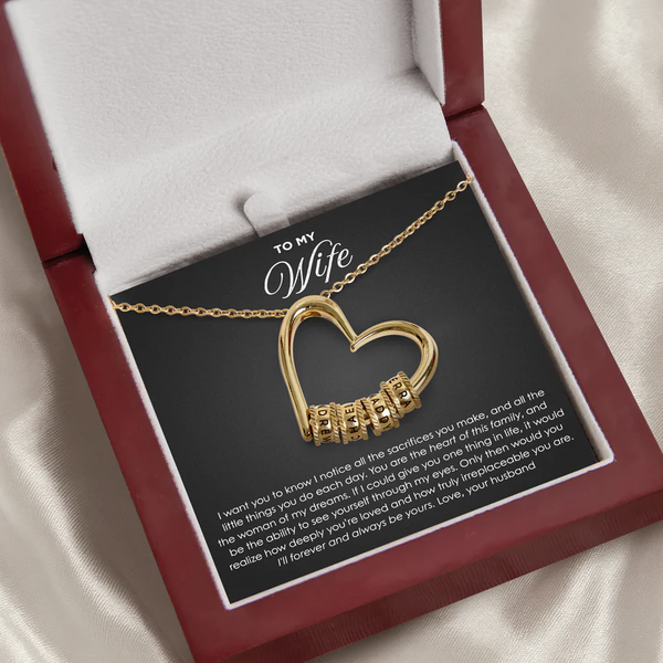 Personalized Family Name Heart Necklace – Kids Names Engraved | Gift for Wife from Husband