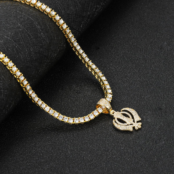 Ek Onkar Zircon Tennis Necklace & Bracelet Set | HNS Studio