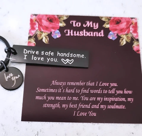 Drive Safe I Need You Here With Me Keyrings-For Husband HNS Studio Canada 