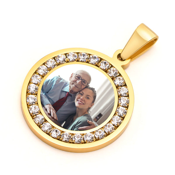 Personalized Photo Necklace with Engraved Message – Custom Picture Pendant