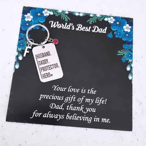 Husband or Daddy Stainless Steel Personalized Keyring