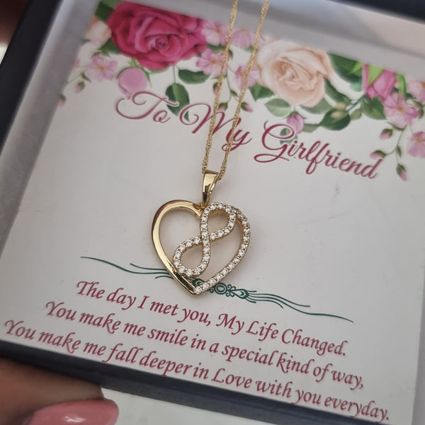 Gold-Filled Heart Necklace with Infinity Symbol – Timeless Elegance