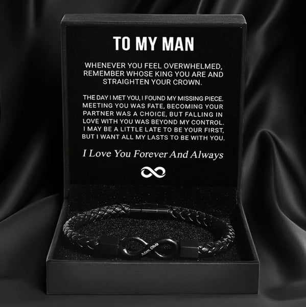 To My Man – Infinity “Love You Forever” Personalized Name Bracelet for Him