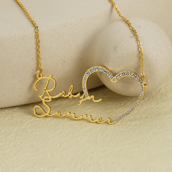 Sparkling Couple Name Necklace
