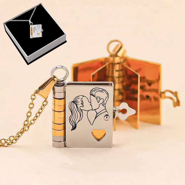 Personalized Book Necklace for Girlfriend – Love Story Pendant