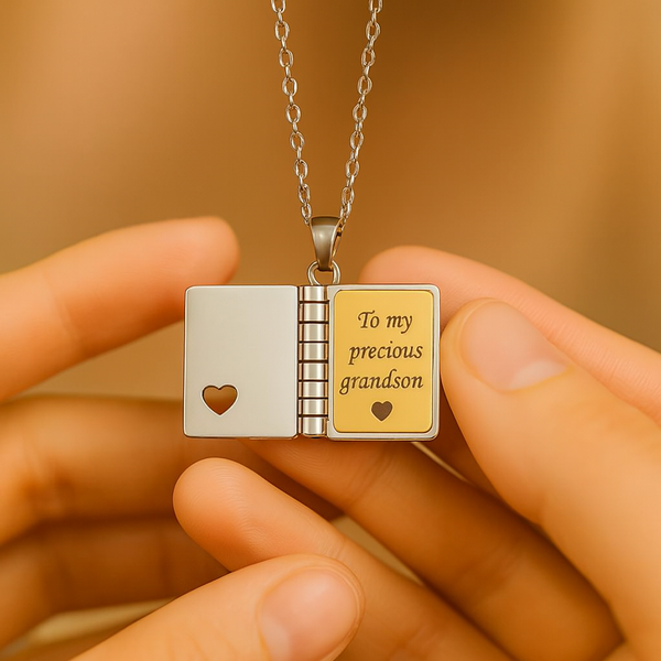 Custom Book Necklace – Personalized Mini Book Pendant Gift for Daughter, Son, Granddaughter, Grandson | HNS Studio