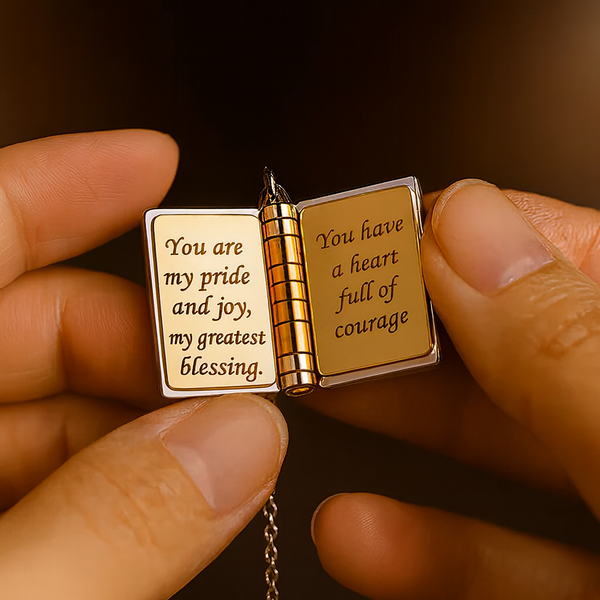 Custom Book Necklace – Personalized Mini Book Pendant Gift for Daughter, Son, Granddaughter, Grandson | HNS Studio