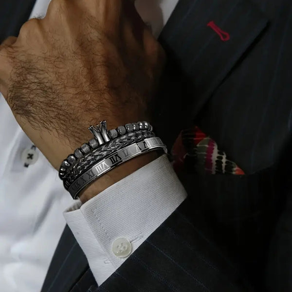 18K Gold Plated Bracelets for Men – Set of 3