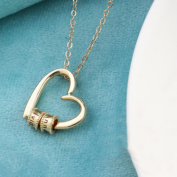 Personalized Family Name Heart Necklace – Kids Names Engraved | Gift for Wife from Husband