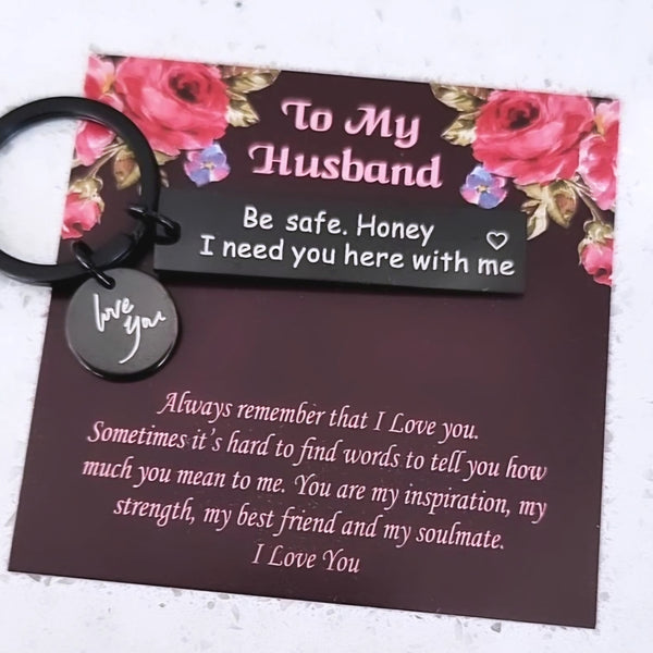 Drive Safe I Need You Here With Me Keyrings-For Husband HNS Studio Canada 