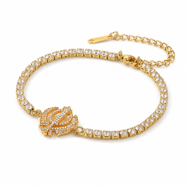 Ek Onkar Zircon Tennis Necklace & Bracelet Set | HNS Studio