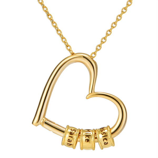 Personalized Family Name Heart Necklace – Kids Names Engraved | Gift for Wife from Husband