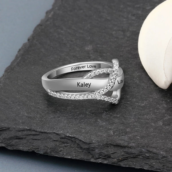 Personalized Heart Ring With Two Names