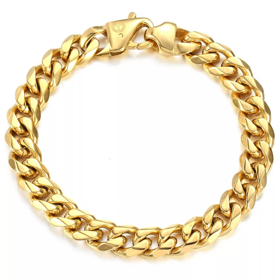 11 mm Curb Chain Gold Bracelet