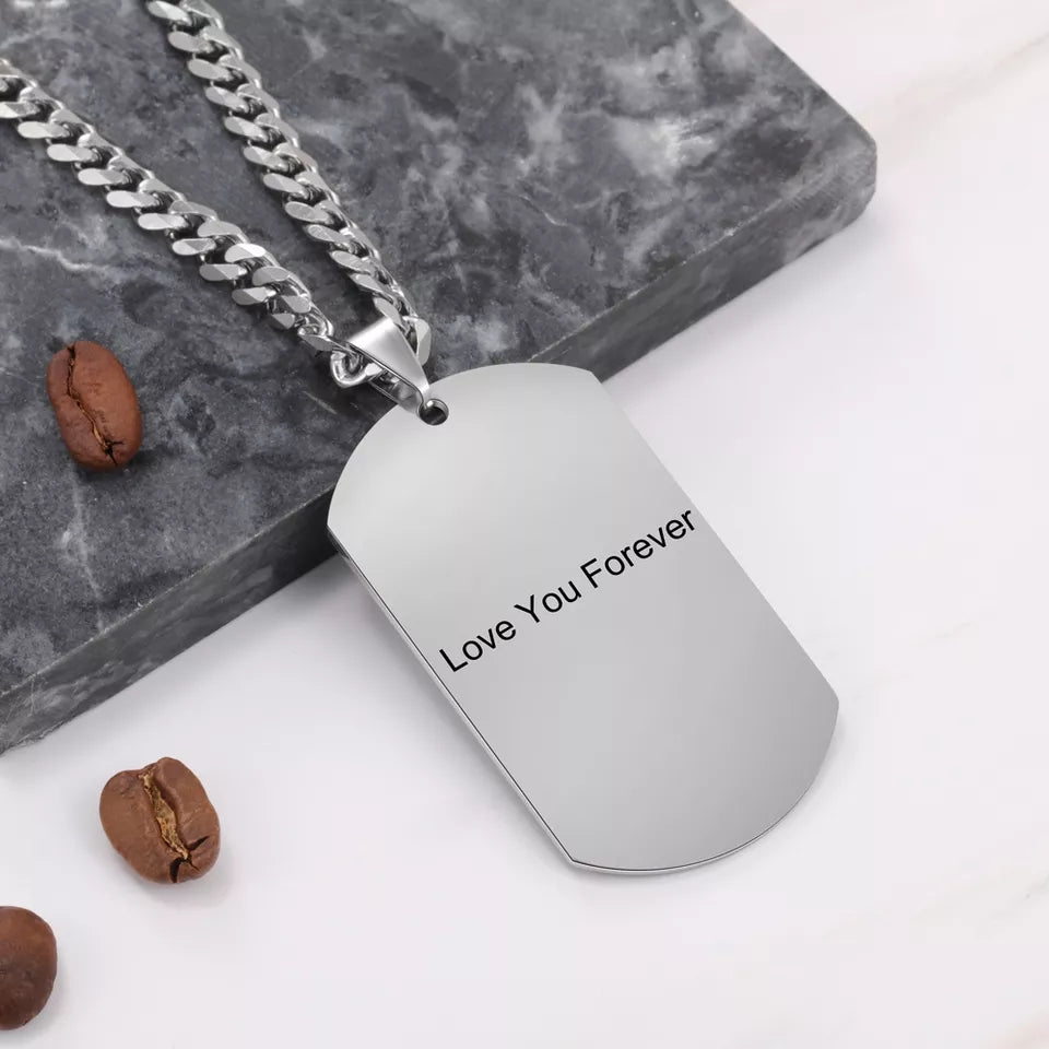 Personalized Engraved Photo Men s Stainless Steel Necklace