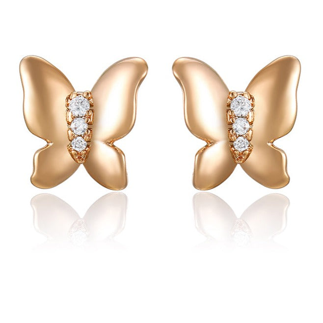 Butterfly CZ Stud Earrings 18k Gold Plated HNS Studio Canada 