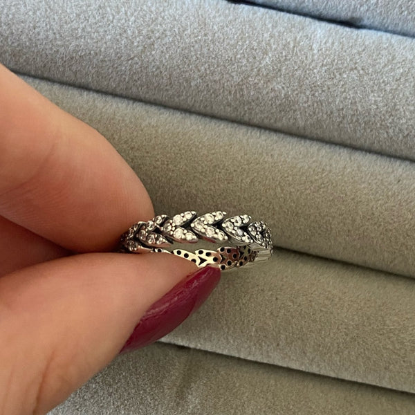 Sterling Silver Stackable Ring Leaves Shape