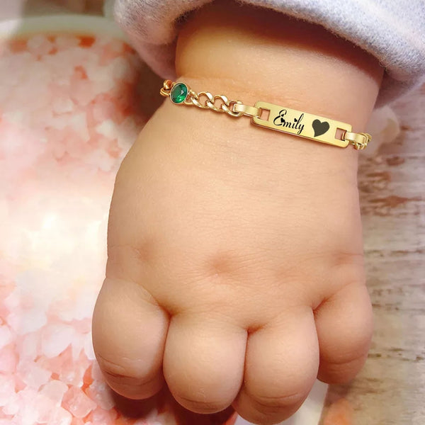 Custom Baby Name Bracelet with Birthstone