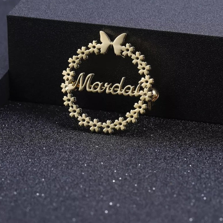 Personalized Name Brooch Gold Silver