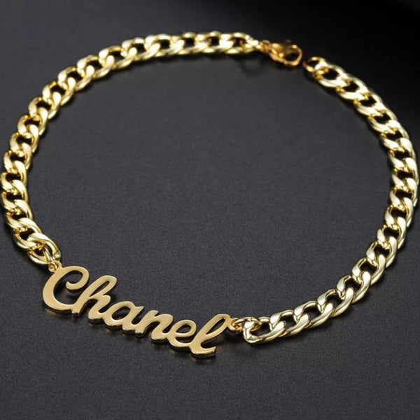 Custom Name Bracelet with Bold Curb Chain HNS Studio Canada 
