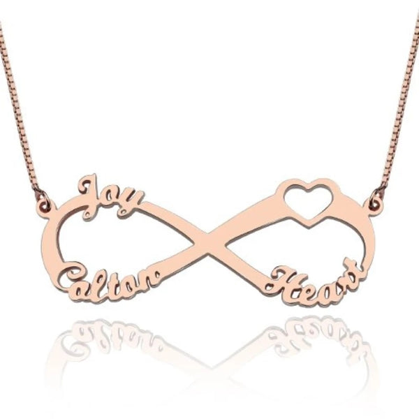 Personalized Name Infinity Sterling Silver Necklace with 3 Names - HNS Studio