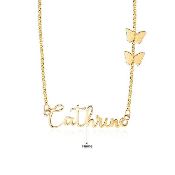 Personalized Butterfly Name Necklace HNS Studio Canada 