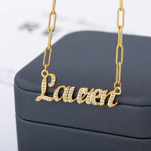 Custom Name necklace with Cubic Zirconia