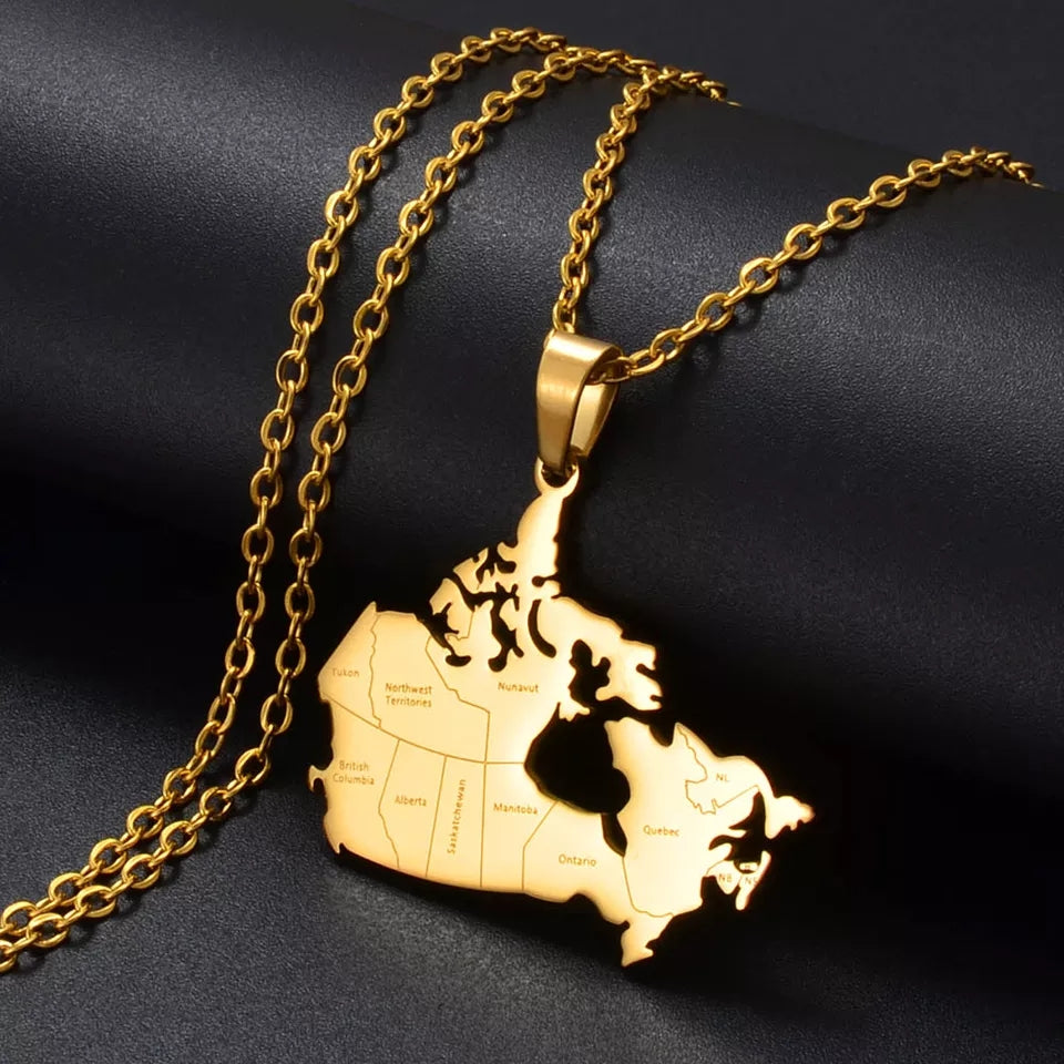 Canada Map Necklace Gold Plated