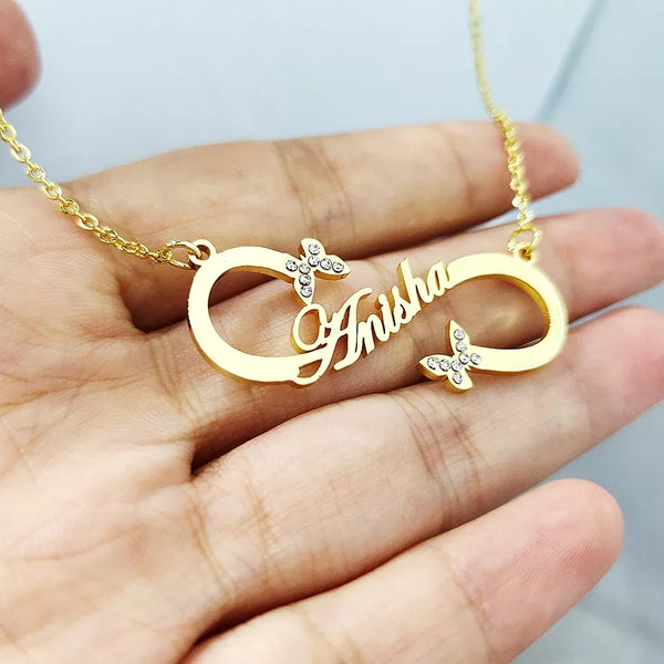 Custom Infinity Name Necklace with Butterfly HNS Studio Canada 